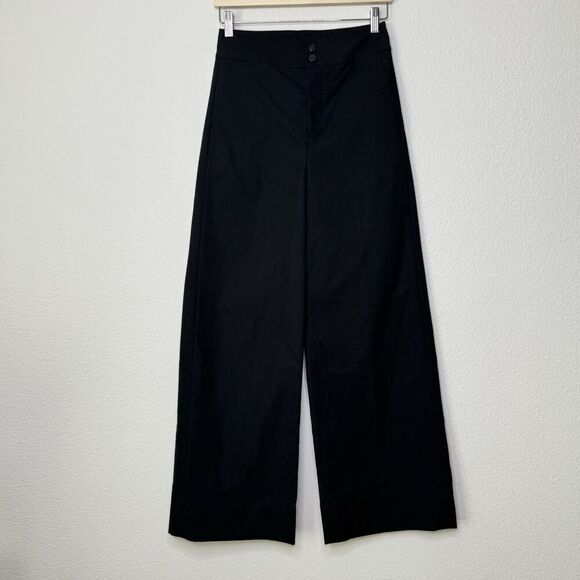 NEW J. Crew Wide Leg Flare Pant Stretch Twill Black Size 2 Frankie Chino Trouser - Picture 3 of 13
